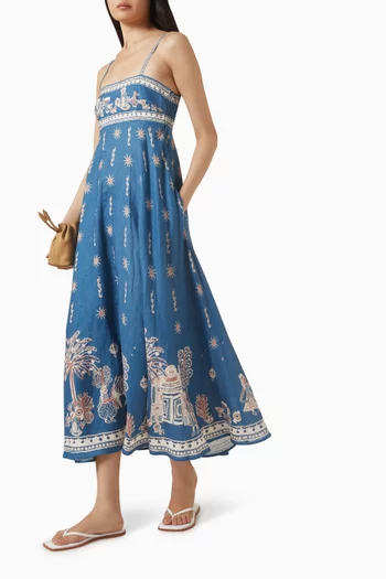 Acacia Printed Sundress in Linen