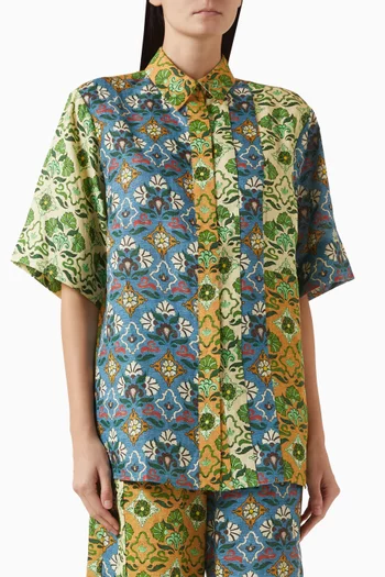 Ali Spliced Shirt in Linen