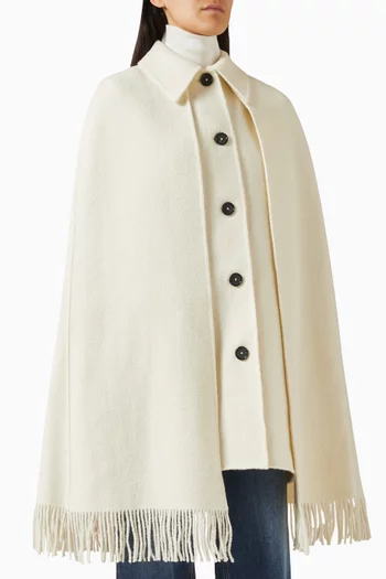 Fringe Cape Coat in RWS Wool Blend