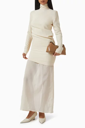 بلوزة بياقة عالية وملفوفة مزيج فيسكوز