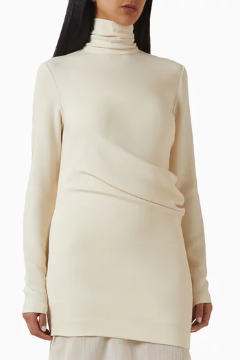 بلوزة بياقة عالية وملفوفة مزيج فيسكوز