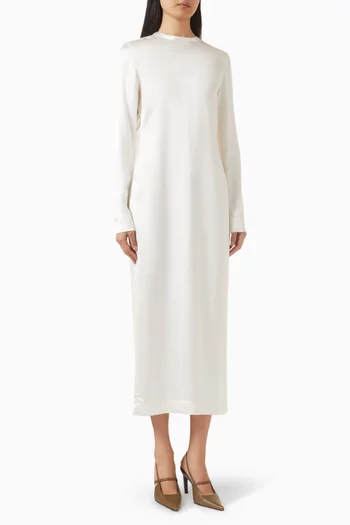 Long-sleeve Maxi Dress in Satin