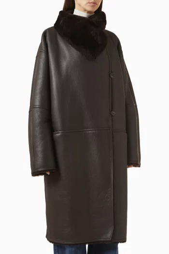 Wrap Coat in Shearling