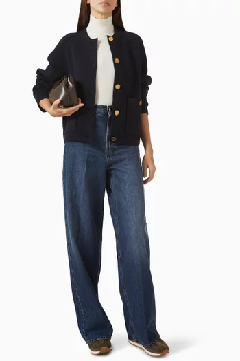 Hammered Button Cardigan in Cashmere-blend