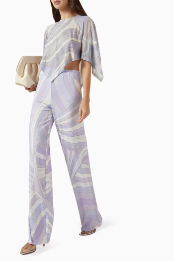 Printed Cropped Top in Flamed-jersey