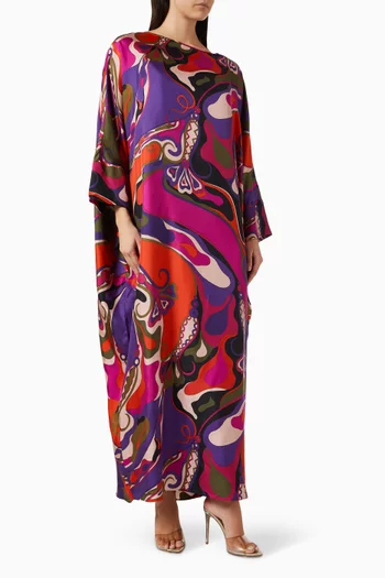 Orchidee-print Kaftan in Silk-twill