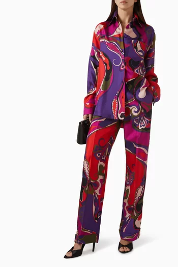 Orchidee-print Shirt in Silk-twill