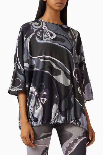 Abstract-print Top in Jersey-satin