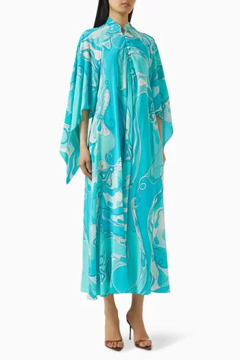Marmo-print Kaftan in Crepe de Chine