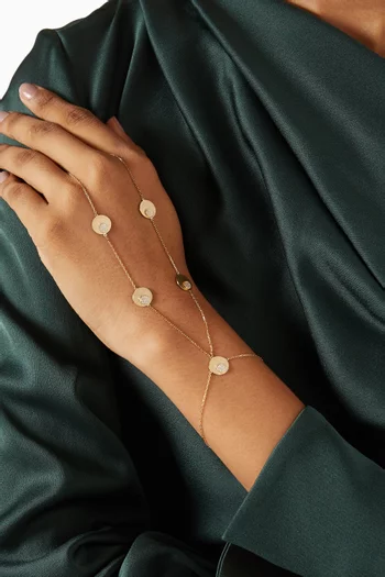 سوار بسلسلة يد مزين بحلي مرصعة بالماس ذهب أصفر عيار 18