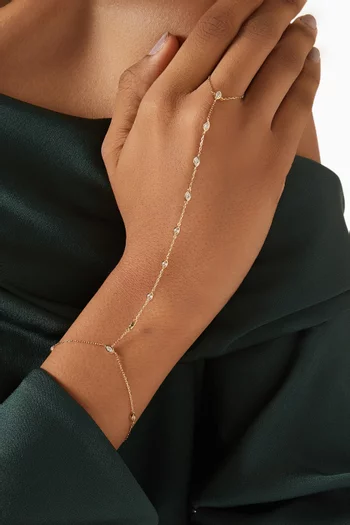 سوار بسلسلة يد مرصع بالماس ذهب أصفر عيار 18