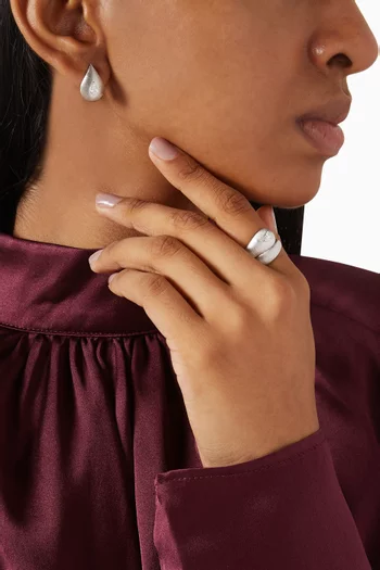 Pear Diamond Earrings in 18kt White Brushed Gold
