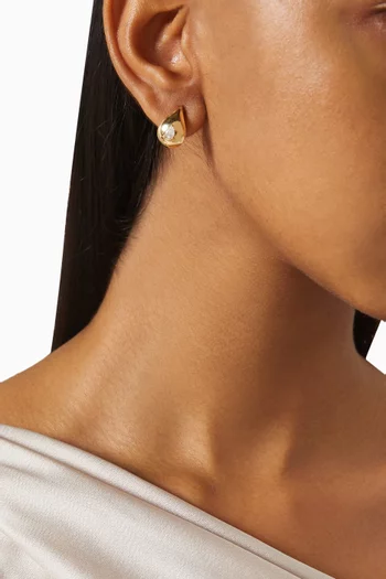 أقراط مرصعة بماس بتصميم كمثري ذهب أصفر عيار 18