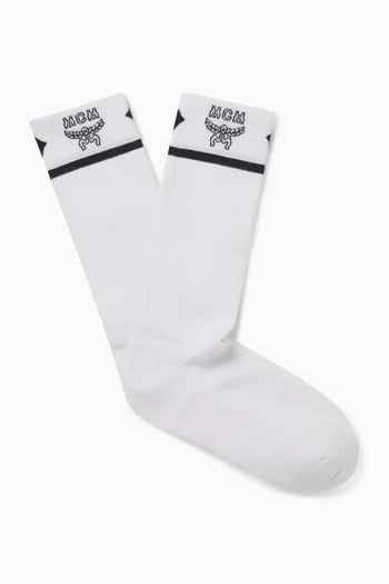 Logo Socks in Ribbed Cotton