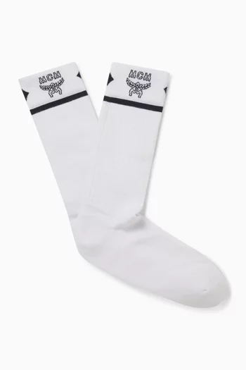 Logo Socks in Ribbed Cotton