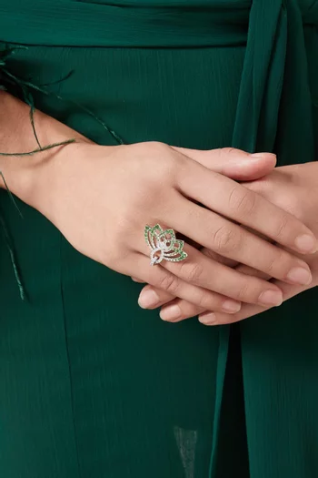 Lotus Flower Ring in 18kt White Gold