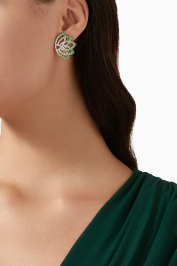 Lotus Flower Climber Earrings in 18kt White Gold
