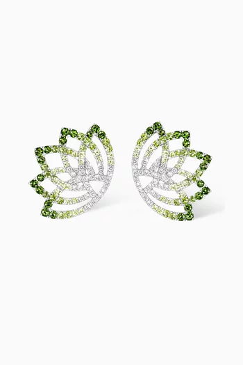 Lotus Flower Climber Earrings in 18kt White Gold