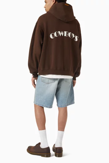 كنزة بغطاء رأس سهلة الارتداء بشعار Cowboys قطن