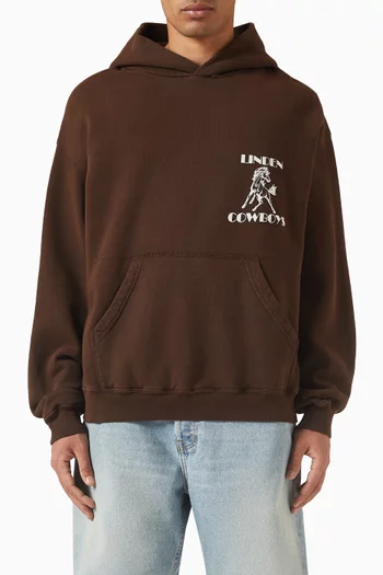 كنزة بغطاء رأس سهلة الارتداء بشعار Cowboys قطن