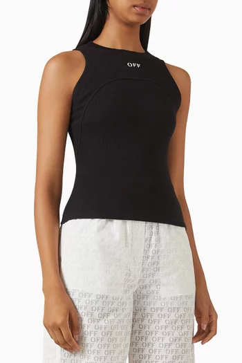 بلوزة بلا أكمام بشعار الماركة قطن