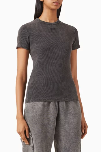 تي شيرت مطرز بشعار الماركة قطن