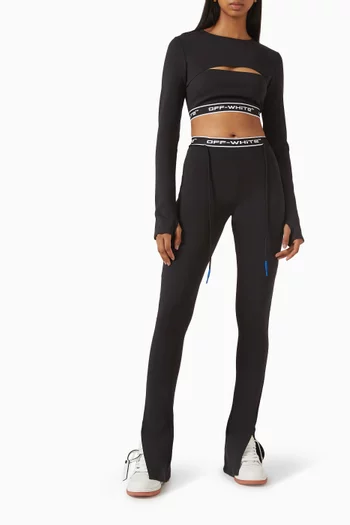 لغينغز بحزام خصر بشعار الماركة وفتحات