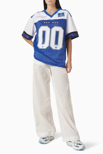 تي شيرت كرة قدم رويال بطبعة 00 وشعار الماركة قماش شبكي