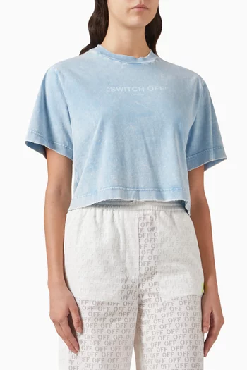تي شيرت قصير بطبعة Switch Off‏ قطن