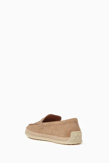 Logo Charm Loafers in Suede