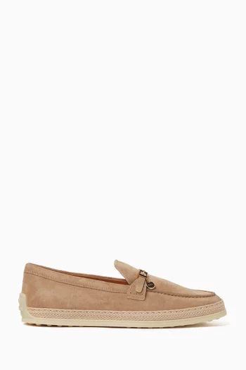 Logo Charm Loafers in Suede