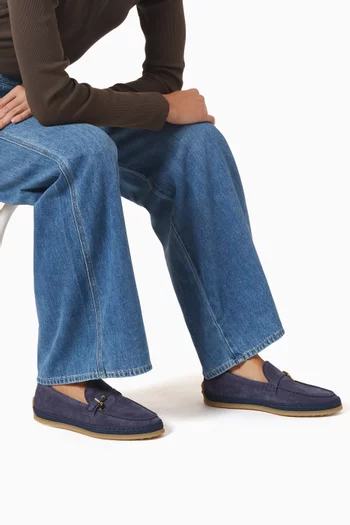 Logo Charm Loafers in Suede