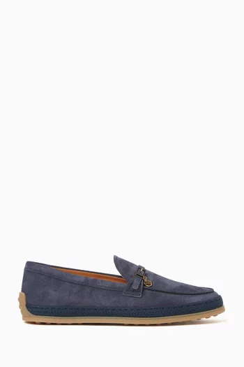 Logo Charm Loafers in Suede