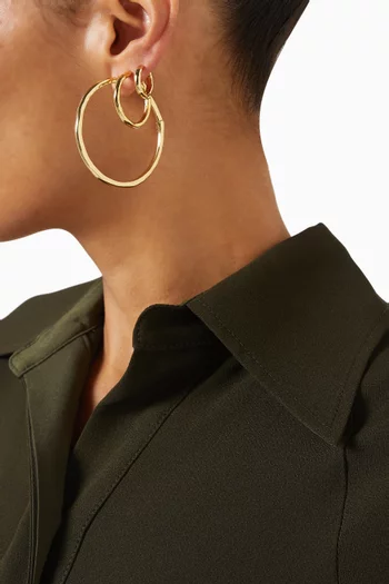 طقم أقراط دائرية ذا غراندا نحاس مطلي بلون ذهبي، 6 قطع