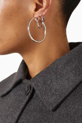 طقم أقراط دائرية ذا غراندا نحاس مطلي بلون فضي، 6 قطع