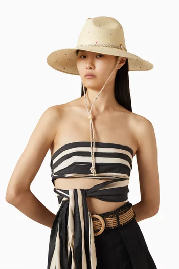 Panama Hat in Embroidered Straw