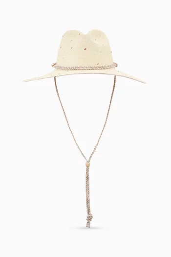 Panama Hat in Embroidered Straw