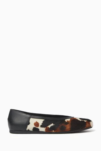 Aeropi Ballerina Flats in Pony Hair & Leather