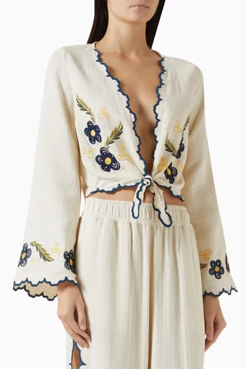 Soleil Tie-front Shirt in Viscose Blend