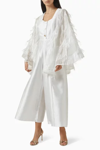 Feather-trim Sleeves Jumpsuit