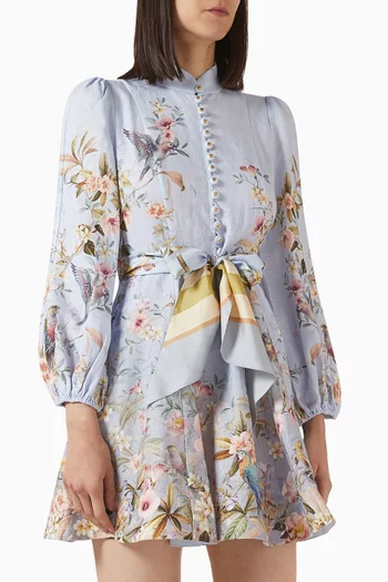 Rebellion Button Mini Dress in Linen