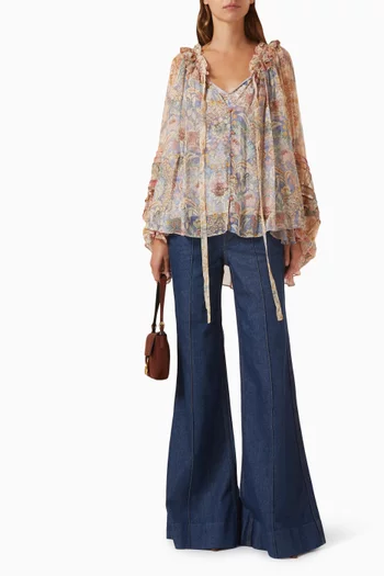 بلوزة ربيلين بأشرطة بنمط حبل حرير