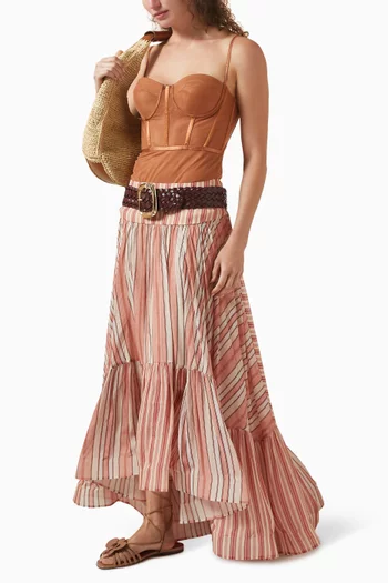 Rebellion Bohemian Midi Skirt in Viscose