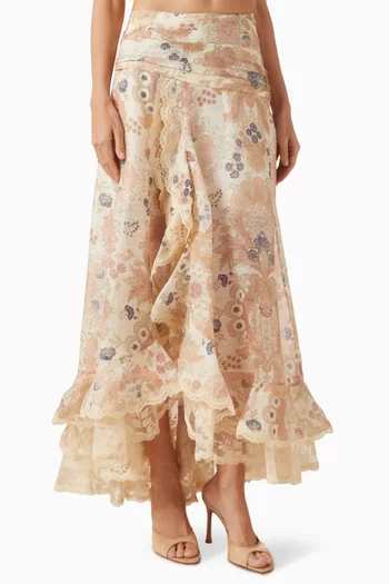 تنورة ربيلين طويلة مزيج كتان