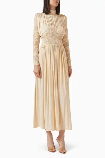 Rebellion Draped Dress in Lace & Jersey