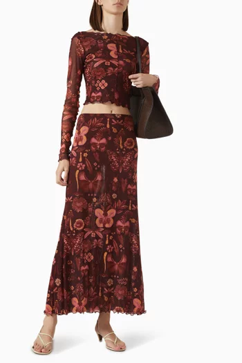 Brace Printed Skirt in Mesh