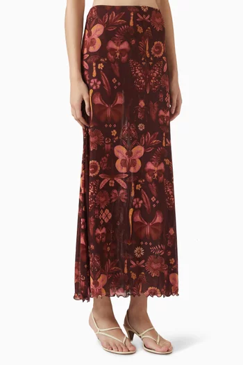 Brace Printed Skirt in Mesh