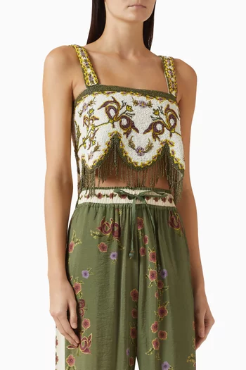 Aida Fringe Crop Top in Cotton