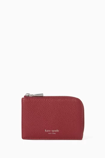 حافظة بطاقات ميني بسحّاب جلد