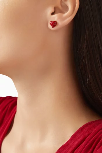 Amour Enamel Stud Earrings in Gold-plated Metal